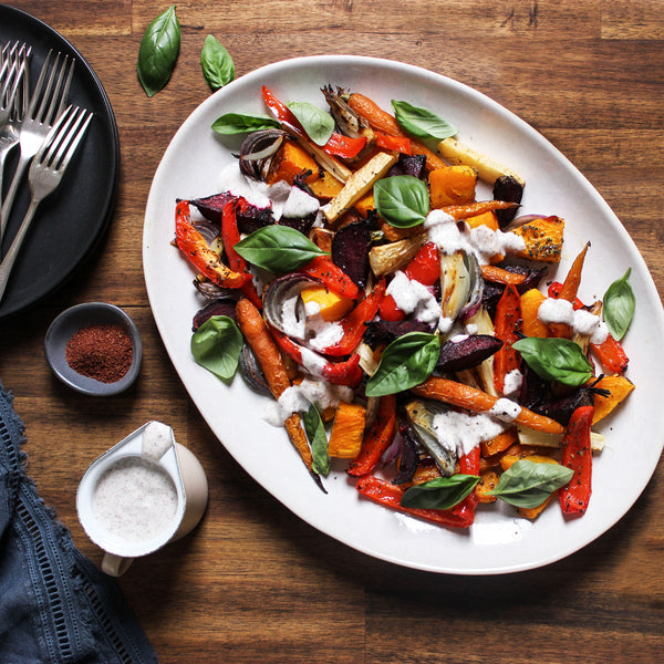 Roast Vegetable Salad with Sumac Yogurt Dressing | EasiYo UK